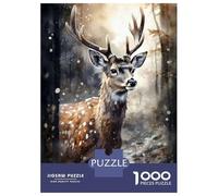 Puzzle Per Ragazzi 1000 Pezzi Deer Animal Art Puzzle Per Adulti Gioco Pratico Sfida Difficile Ideale Come Regalo 38x26cm/1000pcs