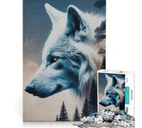 Puzzle per ragazzi 1000 pezzi Doppia Esposizione Lupo, Gioco per famiglie, Divertimento a casa, Ideale come regalo 50x75cm