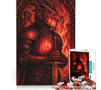 Puzzle per ragazzi 1000 pezzi Drago Cavaliere Illustrazione Vetrata, Gioco Impossibile, Attività per la Famiglia, Ideale come Regalo per Tutta la Famiglia 50x75cm