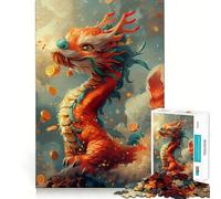 Puzzle per ragazzi 1000 pezzi Drago cinese stilizzato Taglio preciso Divertente Gioco creativo per la mente Rilassamento Divertimento Regalo di Natale artistico (38x26cm)