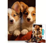 Puzzle per ragazzi 1000 pezzi Due Pembroke Welsh Corgi Taglio preciso Divertente Gioco creativo per la mente Rilassamento Divertimento Regalo di Natale Arte (38x26cm)