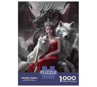 Puzzle Per Ragazzi 1000 Pezzi Fantasy Artwork with Dragon Wolf Queen Puzzle Per Adulti Giochi Per Famiglie Analisi E Logica Come Regali Per Tutta La Famiglia 52x38cm/1000pcs
