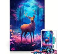Puzzle per ragazzi 1000 pezzi Fantasy Cervo Pixel Art Taglio preciso Gioco Rompicapo Regalo Gioco rilassante Regalo di Natale Arte (50x75cm)