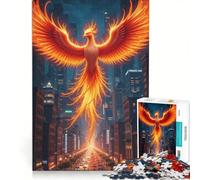 Puzzle per ragazzi 1000 pezzi Fenice che risorge su paesaggio urbano giocattolo fai da te decorazione artistica per la casa ideale come regalo per tutta la famiglia 50x75cm
