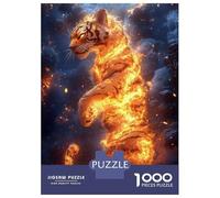 Puzzle Per Ragazzi 1000 Pezzi Fiery Tiger Standing Amidst Smoky Landscape Puzzle Gioco Rompicapo Un'opera D'arte Regali Unici Per Compleanno E Natale 70x50cm/1000pcs