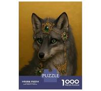 Puzzle Per Ragazzi 1000 Pezzi Fox with Emerald And Gold Jewelry Puzzle Giochi Rilassanti Difficile Difficile E Sfida 38x26cm/1000pcs