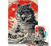 Puzzle per ragazzi 1000 pezzi Gatto Astratto Giappone Taglio preciso Divertente Gioco creativo per la mente Rilassamento Divertimento Regalo di Natale Arte (38x26cm)