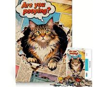 Puzzle per ragazzi 1000 pezzi Gatto che irrompe attraverso la pagina del fumetto Taglio preciso Divertente Gioco creativo per la mente Rilassamento Divertimento Regalo di Natale Arte (38x26cm)