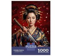Puzzle Per Ragazzi 1000 Pezzi Geisha Warrior with Katana Puzzle Gioco Rompicapo Un'opera D'arte Regali Unici Per Compleanno E Natale 38x26cm/1000pcs