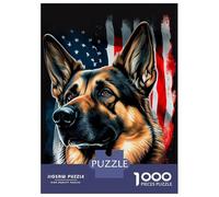 Puzzle Per Ragazzi 1000 Pezzi German ShepherdUSA Flag Puzzle Per Adulti Giochi Rilassanti Decorazione Per La Casa Regali Unici Per Compleanno E Natale 38x26cm/1000pcs