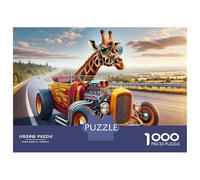 Puzzle Per Ragazzi 1000 Pezzi Giraffe Hot Rod Road Trip Puzzle Giochi Rilassanti Difficile Difficile E Sfida 70x50cm/1000pcs