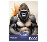 Puzzle Per Ragazzi 1000 Pezzi Gorilla Watercolor Art Puzzle Per Adulti Gioco Pratico Sfida Difficile Ideale Come Regalo 70x50cm/1000pcs