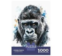 Puzzle Per Ragazzi 1000 Pezzi Gorilla Watercolor Portrait Puzzle Per Adulti Gioco Pratico Sfida Difficile Ideale Come Regalo 52x38cm/1000pcs