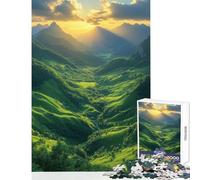 Puzzle per ragazzi 1000 pezzi Green Valley Sunset Giochi divertenti Decorazione per la casa Giocattoli per la decorazione della casa Regali unici per compleanno e Natale (38X26CM)