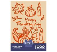 Puzzle Per Ragazzi 1000 Pezzi Happy Thanksgiving Hand-Drawn Illustration Puzzle Per Adulti Gioco Pratico Taglio Di Precisione Attività Divertenti A Casa 70x50cm/1000pcs