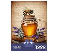 Puzzle Per Ragazzi 1000 Pezzi Honey Jar with Bee And Lavender Puzzle Giochi Rilassanti Difficile Difficile E Sfida 70x50cm/1000pcs