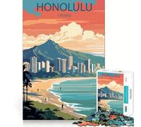 Puzzle per ragazzi 1000 pezzi Honolulu Hawaii Taglio preciso Gioco Rompicapo Regalo Gioco rilassante Regalo di Natale Arte (38x26cm)