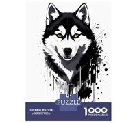 Puzzle Per Ragazzi 1000 Pezzi Husky Dog Splash Art Puzzle Per Adulti Gioco Pratico Sfida Difficile Ideale Come Regalo 70x50cm/1000pcs