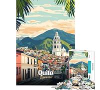 Puzzle per ragazzi 1000 pezzi Illustrazione del paesaggio urbano di Quito Ecuador Gioco rilassante Giocattolo intellettuale Ottimo regalo e giocattolo Attività per famiglie (Dimensioni 38x26cm)