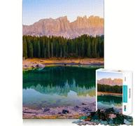 Puzzle per ragazzi 1000 pezzi Lago di Carezza Italia Lateram Taglio stretto Divertimento Creativo Gioco per la mente Relax Divertimento Regalo di Natale Arte (50x75cm)