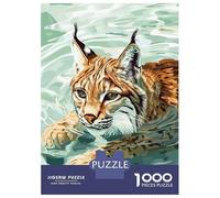 Puzzle Per Ragazzi 1000 Pezzi Lynx Swimming in Water Digital Art Puzzle Per Adulti Gioco Pratico Taglio Di Precisione Attività Divertenti A Casa 52x38cm/1000pcs