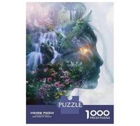 Puzzle Per Ragazzi 1000 Pezzi Nature's Harmony A Woman's Profile with Waterfall And Flowers Puzzle Per Adulti Giochi Per Famiglie Analisi E Logica Come Regali Per Tutta La Famiglia 38x26cm/1000pcs