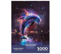 Puzzle Per Ragazzi 1000 Pezzi Neon Dolphin Wall Art Print Puzzle Per Adulti Giochi Rilassanti Taglio Di Precisione Offerta Come Regalo Per Tutta La Famiglia 70x50cm/1000pcs