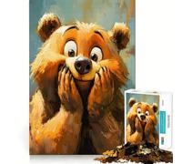 Puzzle per ragazzi 1000 pezzi Orso dei cartoni animati con espressione sorpresa Taglio preciso Divertimento Creativo Gioco per la mente Relax Divertimento Regalo di Natale Arte (38x26cm)