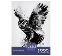 Puzzle Per Ragazzi 1000 Pezzi Owl Black And White Puzzle Per Adulti Giochi Rilassanti Analisi E Logica Per Compleanno, Natale 38x26cm/1000pcs