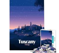 Puzzle per ragazzi 1000 pezzi Paesaggio notturno della Toscana Italia Illustrazione Giocattolo avvincente per coltivare la pazienza Gioco rompicapo Difficile Regalo di compleanno (Dimensioni 38x52cm)