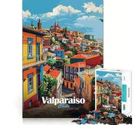 Puzzle per ragazzi 1000 pezzi Paesaggio urbano di Valparaíso, Cile Taglio preciso Divertente Gioco creativo per la mente Rilassamento Divertimento Regalo di Natale Arte (38x26cm)