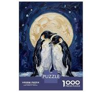 Puzzle Per Ragazzi 1000 Pezzi Penguins Under The Full Moon Puzzle Per Adulti Giochi Per Famiglie Decorazione Perfetta Ideale Come Regalo 38x26cm/1000pcs