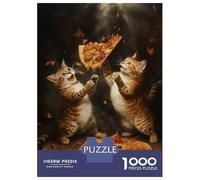 Puzzle Per Ragazzi 1000 Pezzi Pizza Cat Food Fight Puzzle Giochi Rilassanti Difficile Difficile E Sfida 38x26cm/1000pcs