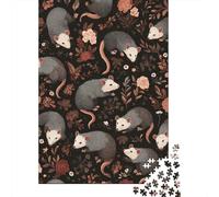 Puzzle Per Ragazzi 1000 Pezzi Possum Floral Pattern Puzzle Gioco Rompicapo Un'opera D'arte Regali Unici Per Compleanno E Natale 70x50cm/1000pcs