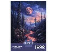 Puzzle Per Ragazzi 1000 Pezzi Red River Under A Full Moon Puzzle Gioco Rompicapo Un'opera D'arte Regali Unici Per Compleanno E Natale 38x26cm/1000pcs