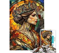 Puzzle per ragazzi 1000 pezzi Regina delle Vetrate Stained Glass Puzzle per ragazzi Giocattolo antistress Analisi e logica aiutano ad allenare il cervello (Dimensioni 50x75cm)