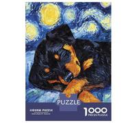 Puzzle Per Ragazzi 1000 Pezzi Rottweiler Puppy Sleeping Starry Night Puzzle Per Adulti Giochi Rilassanti Decorazione Per La Casa Regali Unici Per Compleanno E Natale 52x38cm/1000pcs