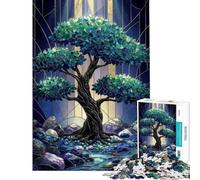 Puzzle per ragazzi 1000 pezzi Stained Glass Dark Tree Puzzle antistress per ragazzi per stimolare l'analisi e la logica e favorire l'esercizio cerebrale (dimensioni 50x75cm)