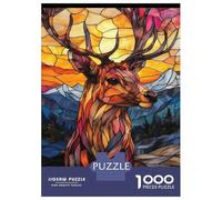 Puzzle Per Ragazzi 1000 Pezzi Stained Glass Deer Puzzle Giochi Rilassanti Difficile Difficile E Sfida 52x38cm/1000pcs