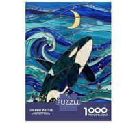 Puzzle Per Ragazzi 1000 Pezzi Stained Glass Orca Puzzle Per Adulti Gioco Pratico Sfida Difficile Ideale Come Regalo 52x38cm/1000pcs
