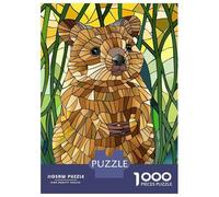 Puzzle Per Ragazzi 1000 Pezzi Stained Glass Quokka in Nature Puzzle Giochi Rilassanti Difficile Difficile E Sfida 52x38cm/1000pcs