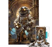 Puzzle per ragazzi 1000 pezzi Steampunk Space Dog ﹨u Astronauta Impegnativo da completare ma divertente e umoristico Gioco pratico per ragazzi dai 14 anni in su Gioco di puzzle offerto (38x26cm)