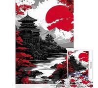 Puzzle per ragazzi 1000 pezzi Tempio giapponese al tramonto Gioco divertente Antistress Decorazione per la casa Ogni pezzo è unico (38x26cm)