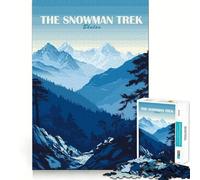 Puzzle per ragazzi 1000 pezzi The Snowman Trek Bhutan Poster Taglio preciso Divertimento Creativo Gioco per la mente Relax Divertimento Regalo di Natale Arte (38x52cm)