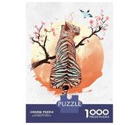 Puzzle Per Ragazzi 1000 Pezzi Tiger at Sakura Tree Puzzle Per Adulti Gioco Pratico Taglio Di Precisione Attività Divertenti A Casa 52x38cm/1000pcs
