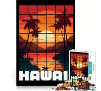 Puzzle per ragazzi 1000 pezzi Tramonto alle Hawaii Taglio preciso Gioco Rompicapo Regalo Gioco rilassante Regalo di Natale Arte (38x52cm)