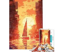 Puzzle per ragazzi 1000 pezzi Tramonto Barca a vela Paesaggio urbano Gioco educativo Sfida Giocattolo Gioco impossibile Regalo di compleanno Idee regalo (Dimensioni 50x75cm)