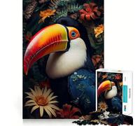 Puzzle per ragazzi 1000 pezzi Tucano Uccello nella Giungla Taglio preciso Divertente Gioco creativo per la mente Rilassamento Divertimento Regalo di Natale Arte (38x52cm)