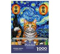 Puzzle Per Ragazzi 1000 Pezzi Van Gogh Style Cat Sushi Restaurant Puzzle Gioco Rompicapo Un'opera D'arte Regali Unici Per Compleanno E Natale 70x50cm/1000pcs