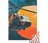 Puzzle Per Ragazzi 1000 Pezzi Vintage Helicopter Art Print Puzzle Gioco Rompicapo Un'opera D'arte Regali Unici Per Compleanno E Natale 38x26cm/1000pcs